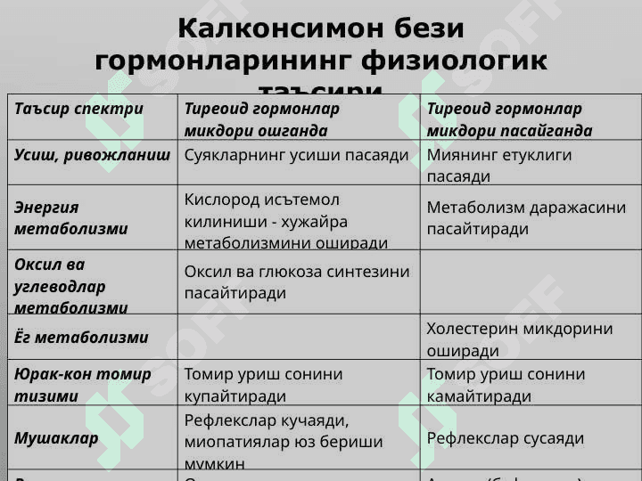 Калконсимон без: гормонларининг синтези ва биологик таъсири. Эндемик букок 3