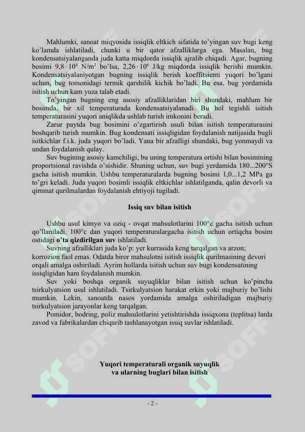 ISITISH, BUGLATISH, SOVITISH VA KONDENSATSIYFLASH 2