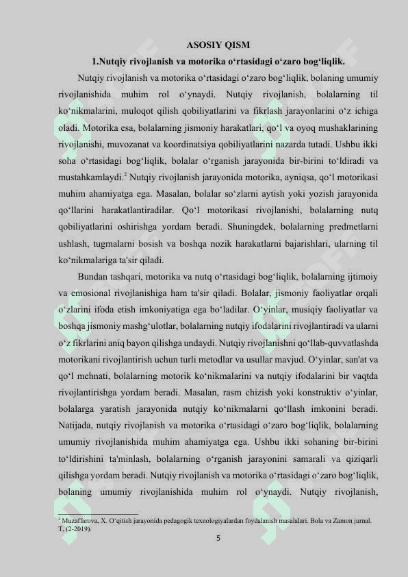 Nutqida kamchiligi bo‘lgan bolalarning motorikasi 5