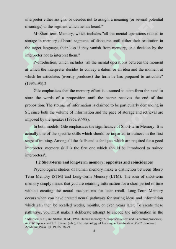 LISTENING AND MEMORY TRAINING IN TRANSLATION 8
