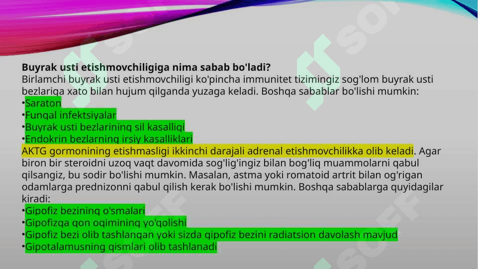 Уткир буйрак усти етишмовчилиги O`tkir buyrak usti bezi yetishmovchiligi 4