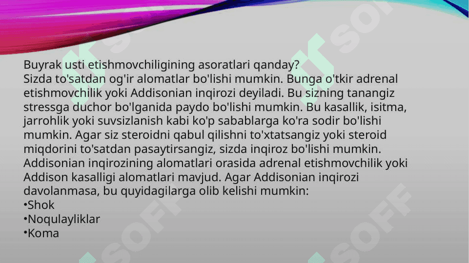 Уткир буйрак усти етишмовчилиги O`tkir buyrak usti bezi yetishmovchiligi 6