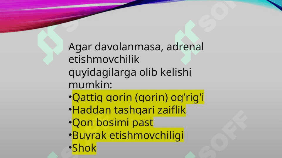 Уткир буйрак усти етишмовчилиги O`tkir buyrak usti bezi yetishmovchiligi 8