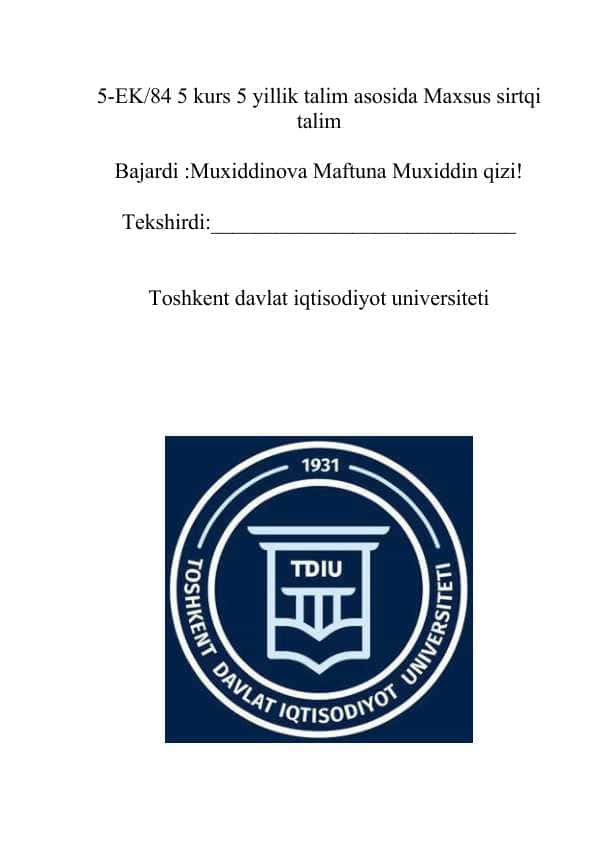 Boshqaruv hisobining nazariy asoslari mustaqil ish