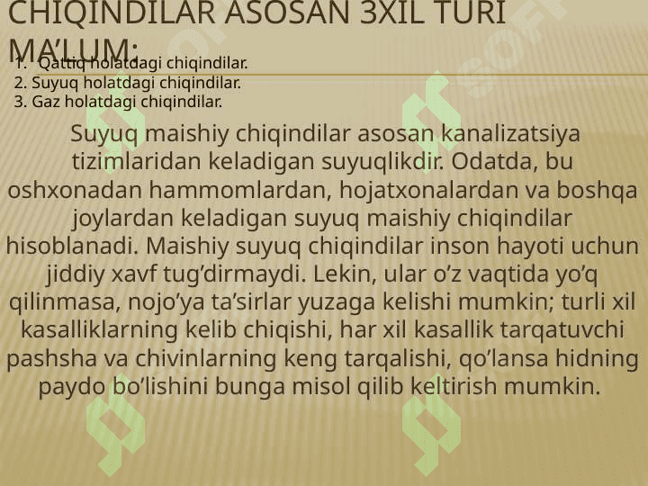 CHIQINDILARNI YO`QOTISH YO`LLARI 3