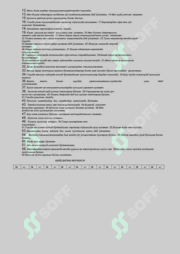 IIB GA KIRISH UCHUN PSIXOLOGIK TEST. ICHKI ISHLAR SUPPER TEST 2