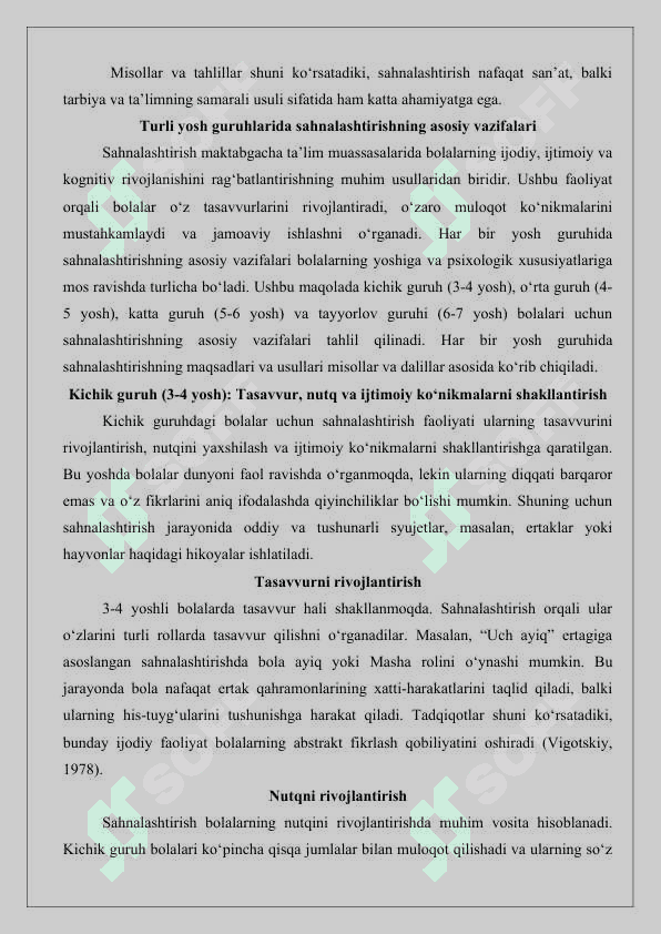 Maktabgacha ta‘lim tashkilotining turli yosh guruhlarida sahnalashtirish  faoliyatining asosiy vazifalari 25 6