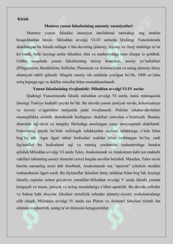 Mumtoz yunon falsafasi va Levkipp-Demokritning atomistic ta’limoti 25 2
