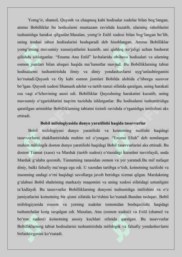 Qadimgi Misr va Bobilda dunyo haqidagi ilmiy tasavvurlarning paydo bo’lishi 25 7