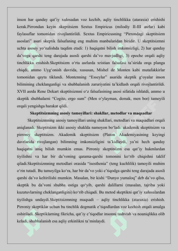 Skeptitsizm, Neoplatonizm va eklektitsizm 25 3