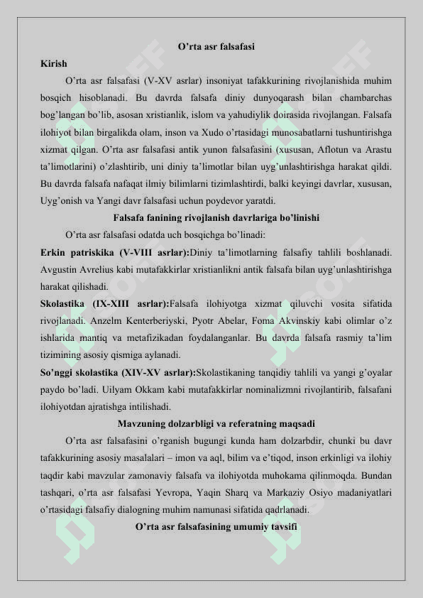 O’rta asr falsafasi 25. 2