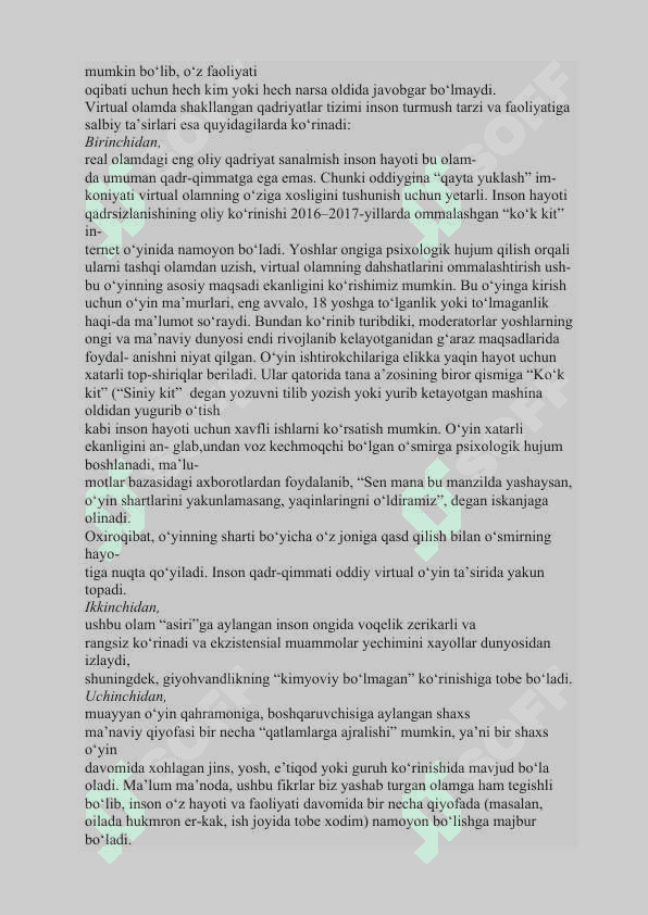 Virtual olamga qaramlik va uning oqibatlari. 6