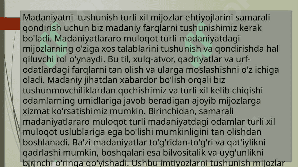Turli madaniyat vakillariga xizmat ko’rsatish 4