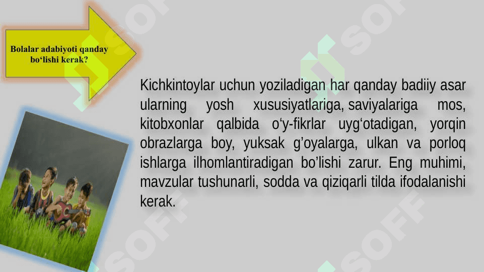 Adabiyot fanining maqsad va vazifalari.O’zbek bolalar adabiyoti islohotlari va uning paydo bo’lishi. 6