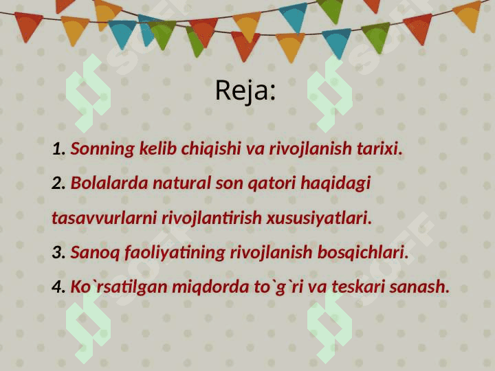 Bolalar ongida natural sonlar qatori tizimining tarkib topishi. 2