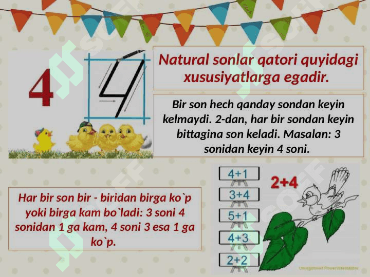 Bolalar ongida natural sonlar qatori tizimining tarkib topishi. 4