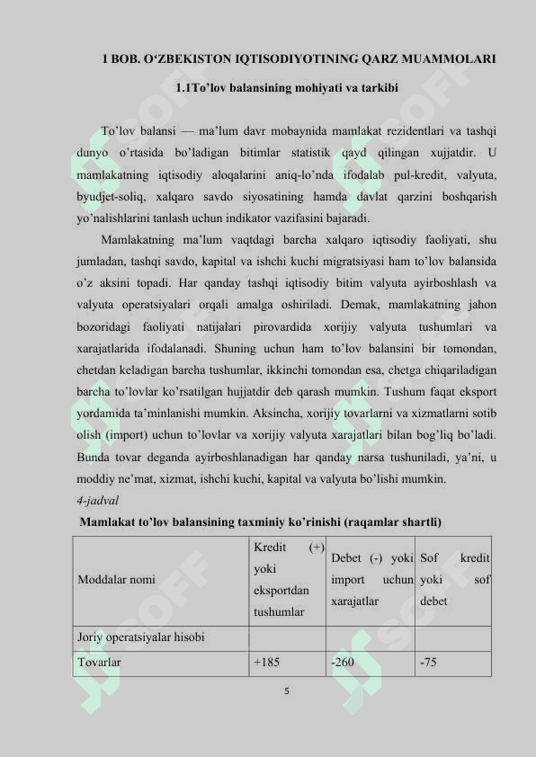 O’ZBEKISTON IQTISODIYOTINING QARZ MUAMMOLARI: TASHQI QARZ VA UNGA XIZMAT KO’RSATISH 5