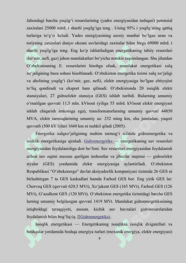 ENERGETIKA SIYOSATI 6