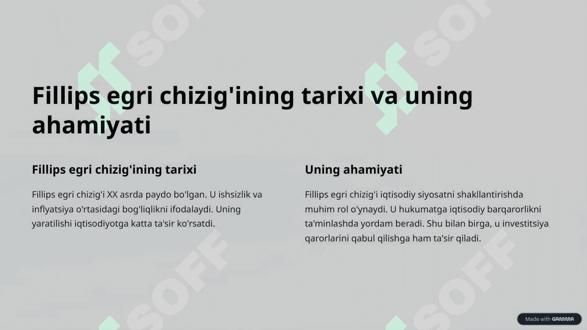 Fillips egri chizig'i Iqtisodiy barqarorlikni o'lchash vositasi 2
