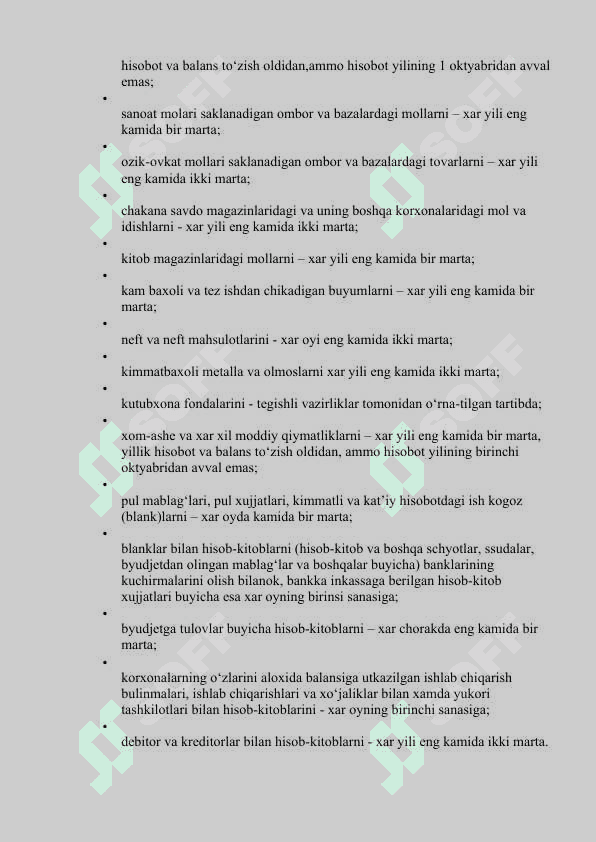 Inventarizatsiya o'tkazish va natijasini rasmiylashtirish tartibi 2