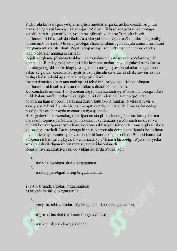 Inventarizatsiya o'tkazish va natijasini rasmiylashtirish tartibi 3