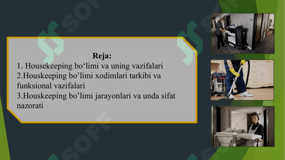 Mehmonxonalarda Housekeeping bo’limi xodimlarining faoliyatini tashkil qilish 2