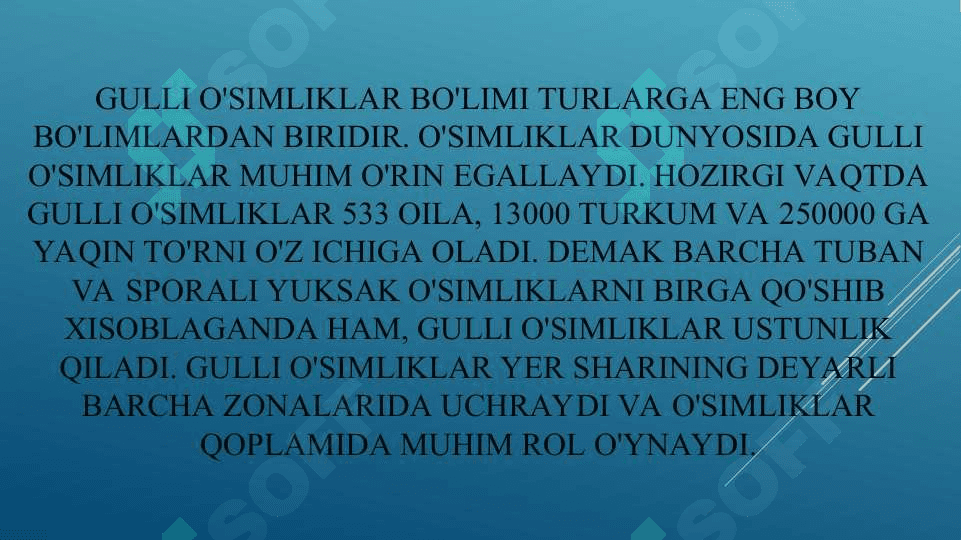 GULLI O’SIMLIKLARNING KELIB CHIQISHI 3