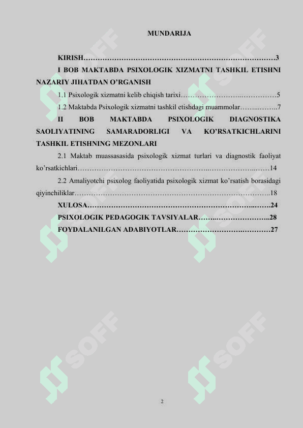TALIM MUASSASASI PSIXOLOGINING PSIXOLOGIK  DIAGNOSTIKA FAOLIYATINING SAMARADORLIGI KO'RSATKICHLARI VA SHARTLARI 2