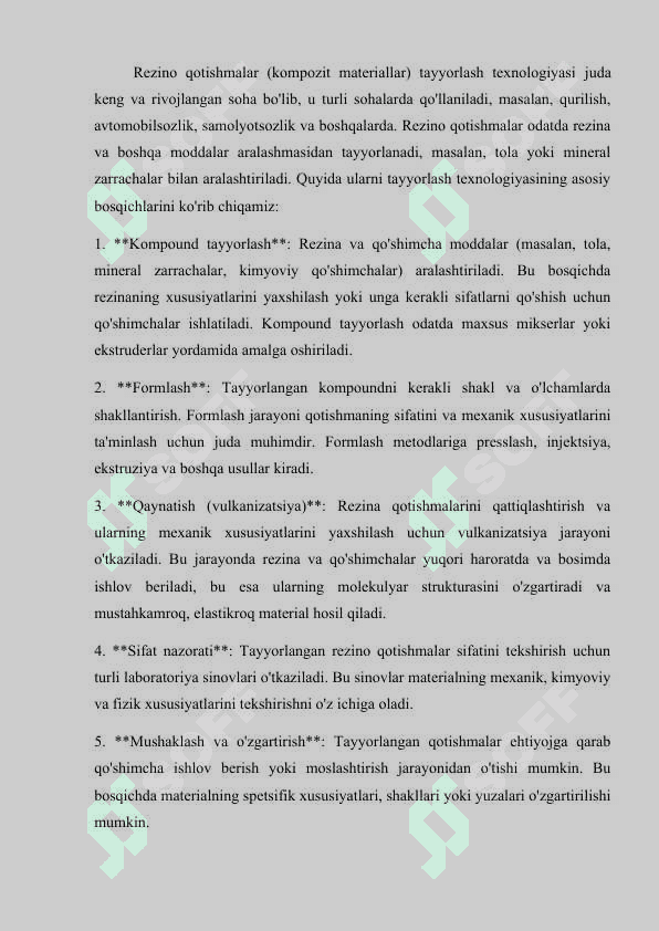 2.	Rezino qotishmalar (kompozit materiallar) tayyorlash texnologiyasi 2