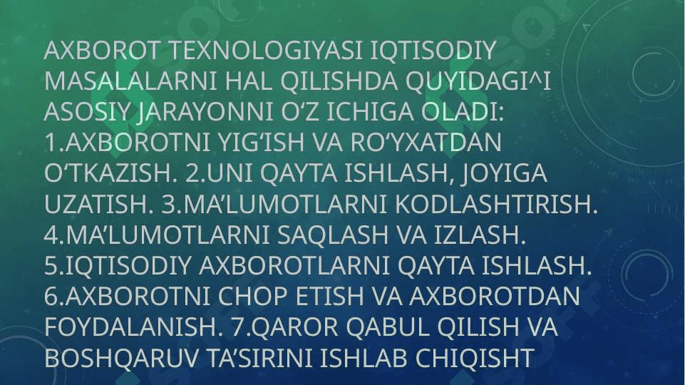 Axborot-kommunikatsiya texnologiyalari bo'yicha me’yoriy hujjatlami o'rganish. 4