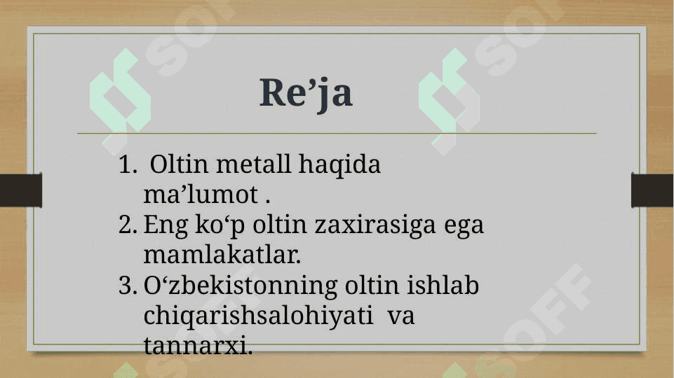 Rangli metallar(Oltin) 2