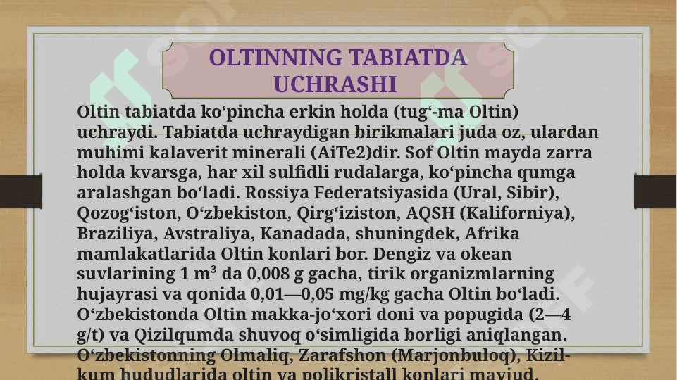 Rangli metallar(Oltin) 5