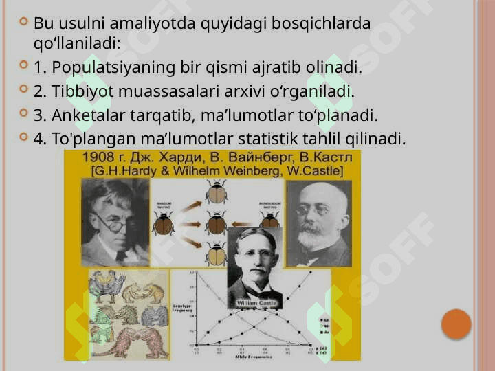 Antropogenetika usullari: Populatsion-statistik usul. Molekular Genetik usul. 7
