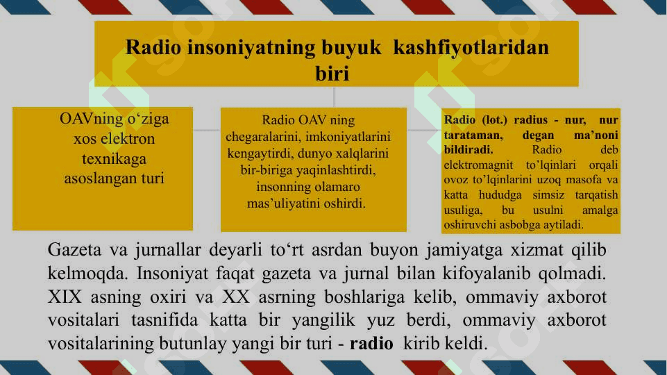 Radio va televideniya –tezkor ommaviy axborot vositasi sifatida 5