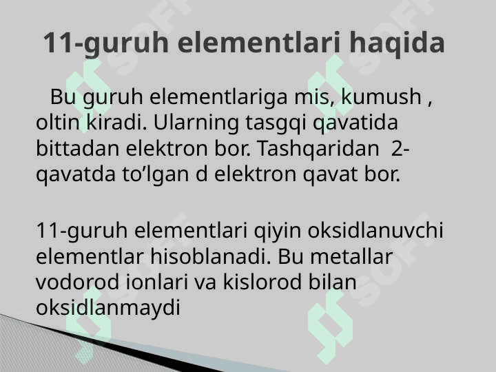 11-guruh elementlari . Mis va uning birikmalari 2