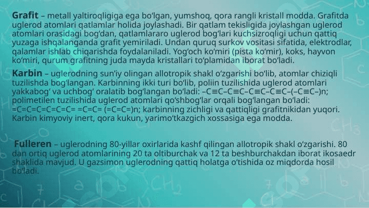 Uglerod birikmalari va xossalari 7