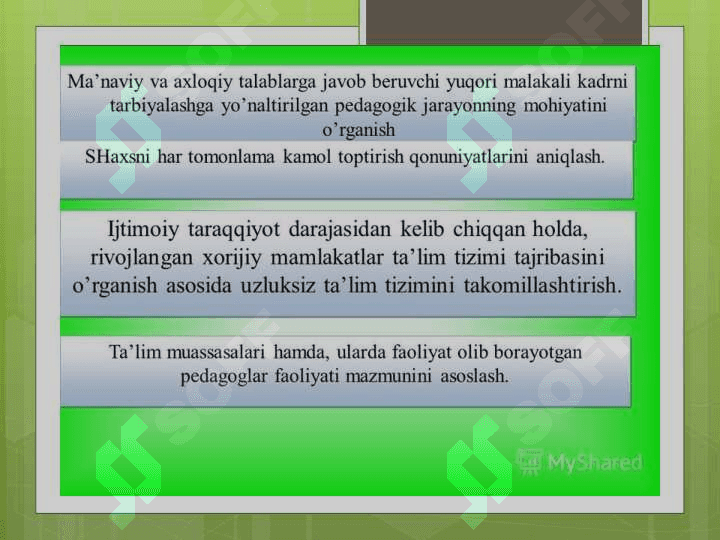 Pedagogika - shaxs tarbiyasi va rivojlanishi to‘g‘risidagi fan. Ilmiy-pedagogik tadqiqotlar metodologiyasi va metodlari. Yaxlit pedagogik jarayon. 7