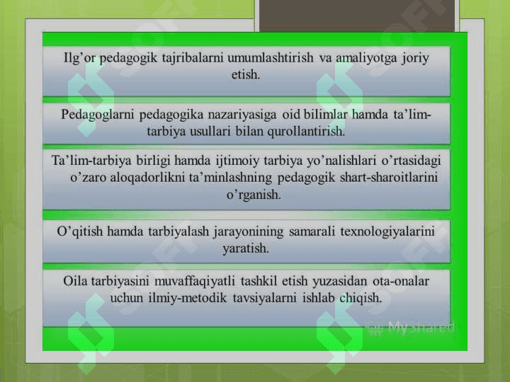 Pedagogika - shaxs tarbiyasi va rivojlanishi to‘g‘risidagi fan. Ilmiy-pedagogik tadqiqotlar metodologiyasi va metodlari. Yaxlit pedagogik jarayon. 8