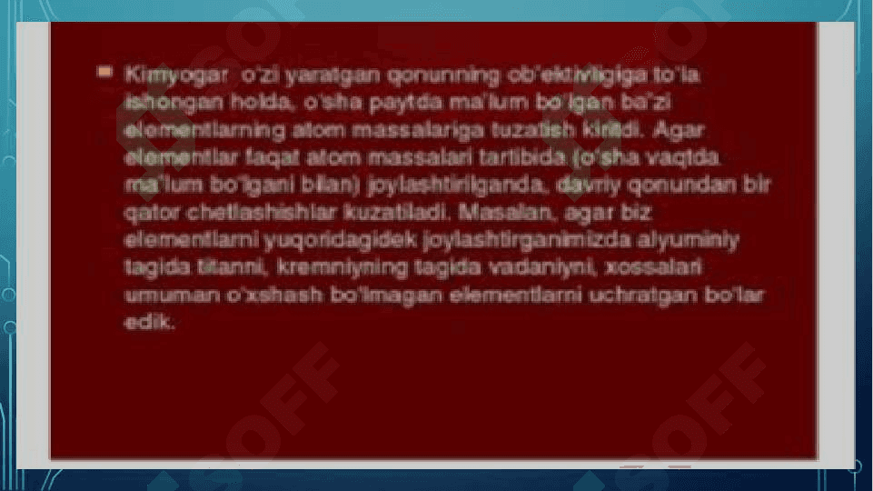 S P D F - elementlarning atom tuzulishidagi o'ziga xoslik . Gaz qonunlari , modda miqdori , ekvivalent massalarini aniqlash 3