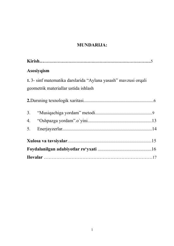 :3- sinf matematika darslarida “Aylana yasash” mavzusi orqali geometrik materiallar ustida ishlash