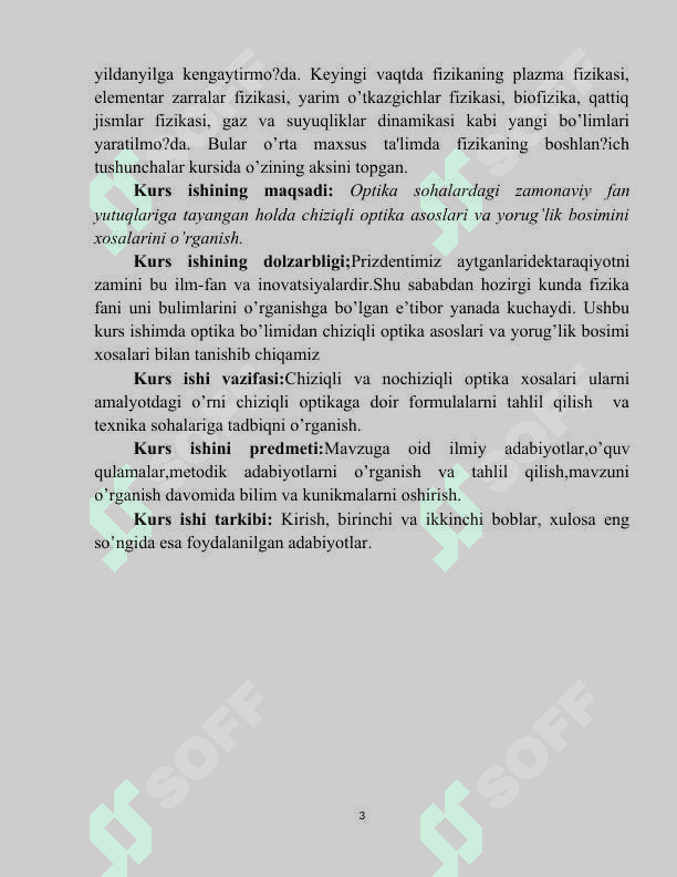 CHIZIQLI OPTIKA ASOSLARI . YORUG’LIK BOSIMI . Doppler effekti 3