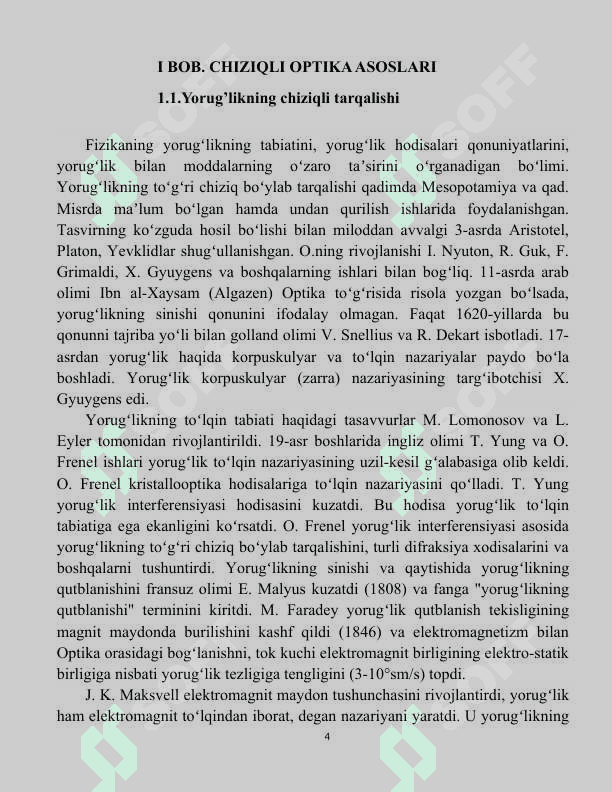 CHIZIQLI OPTIKA ASOSLARI . YORUG’LIK BOSIMI . Doppler effekti 4