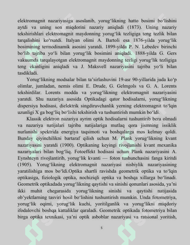 CHIZIQLI OPTIKA ASOSLARI . YORUG’LIK BOSIMI . Doppler effekti 5