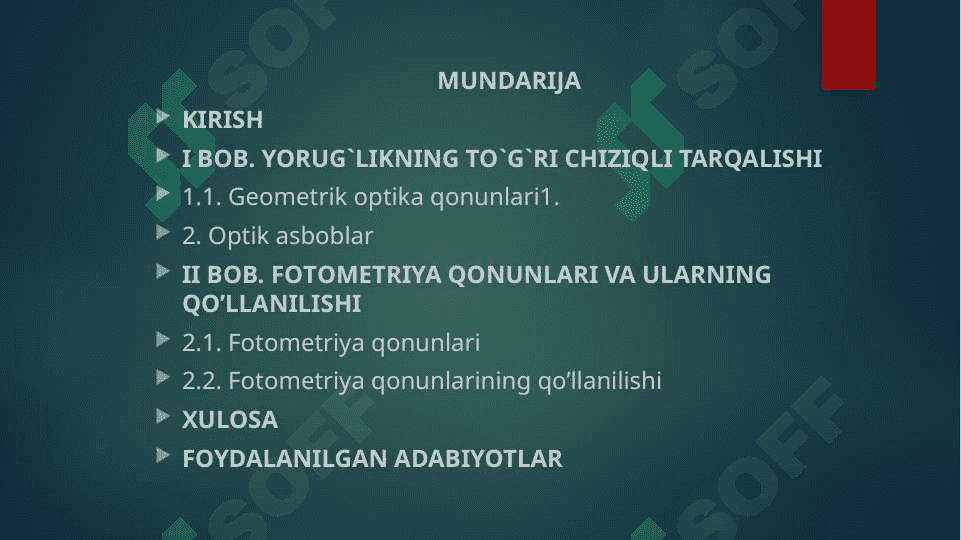 FOTOMETRIYA ASOSLARI . FOTOMETR 2