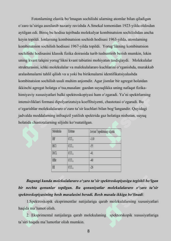 Yorug'likning sochilishi . Optika fani uchun 8