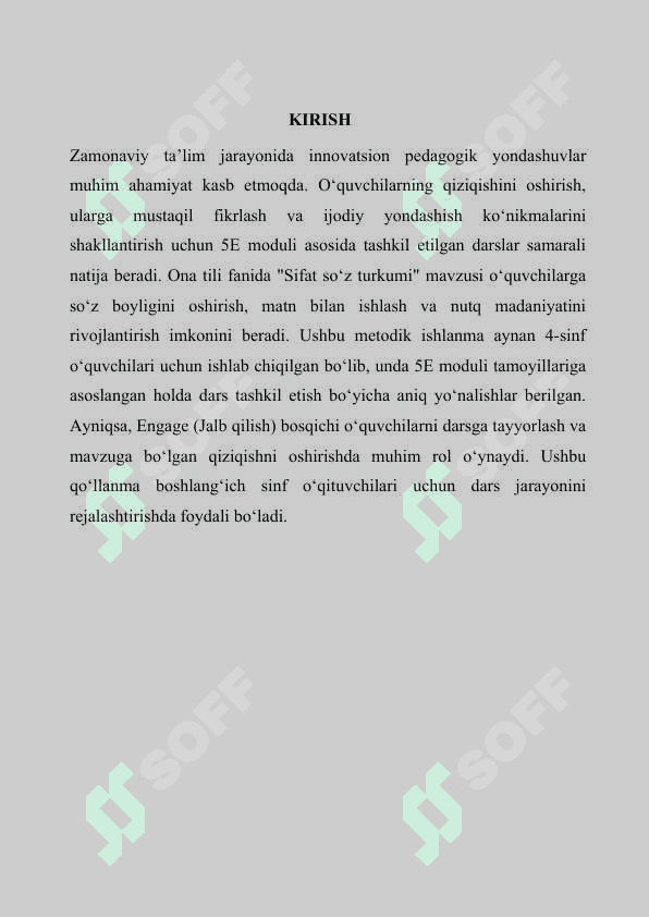 :      4-sinf ona tili darslarida  “Sifat so`z turkumi” mavzusini yoritishda kreativ yondashuv 3