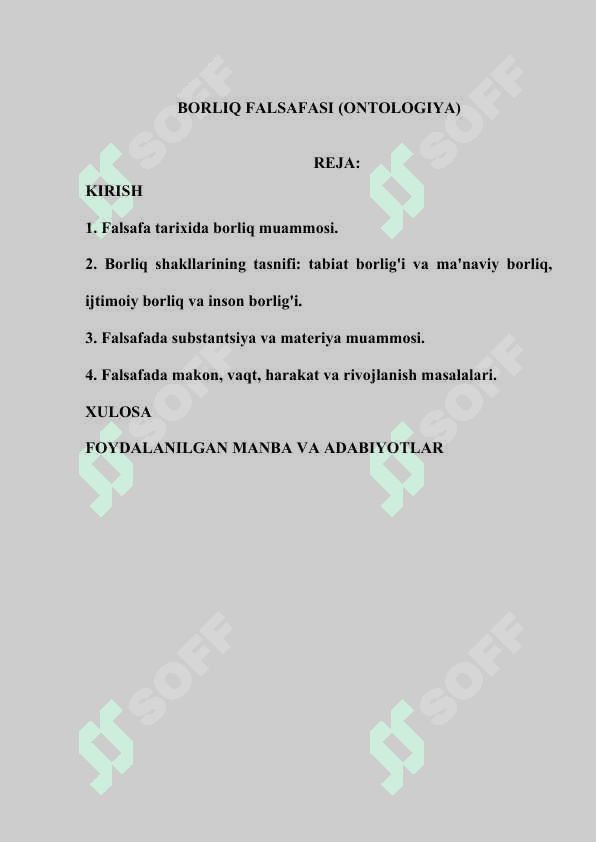 Borliq falsafasi (Ontologiya) 2
