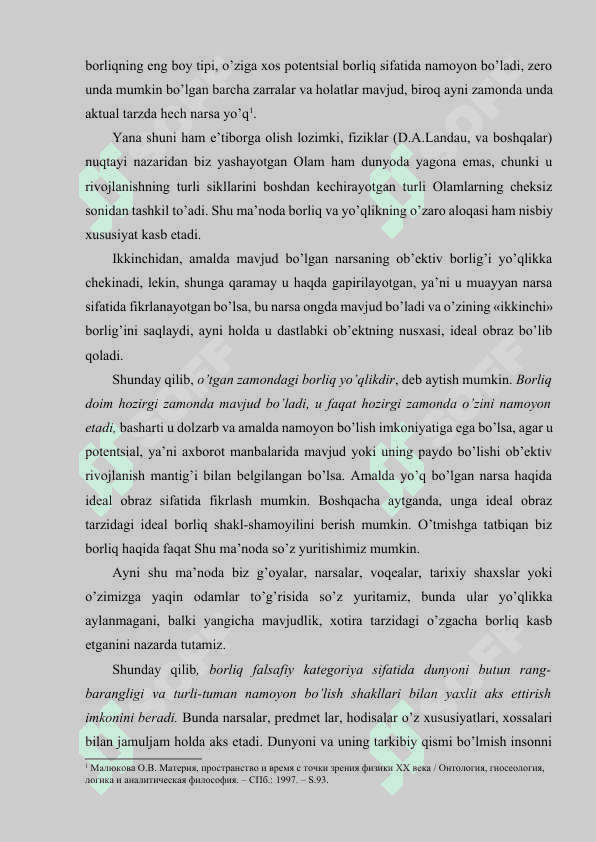 Borliq falsafasi (Ontologiya) 6