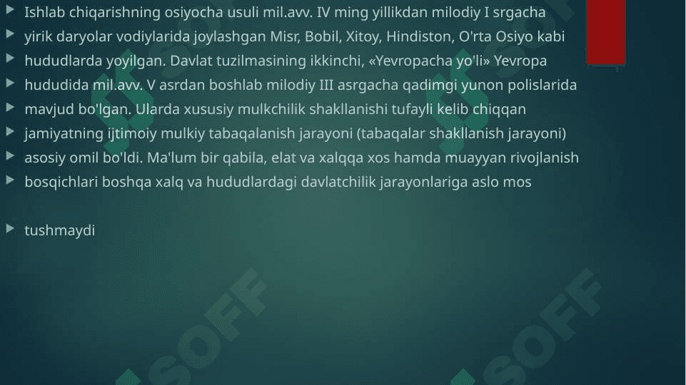 O'zbek davlatchiligining tarixiy  bosqichlari  o’zbekiston hududidagi davlatlar tarixi misolida 4