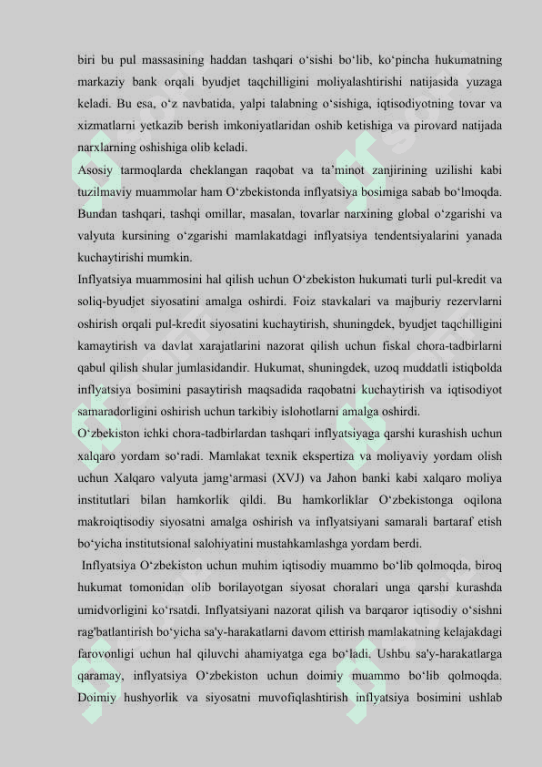 Inflyatsiya muammosi holati va yechimi 5